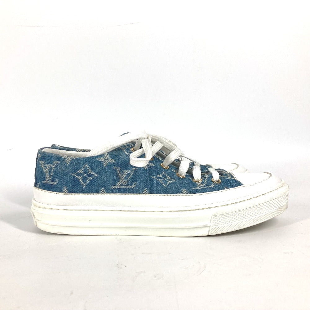 Louis Vuitton Sneakers Monogram Denim Blue Monogram Denim Shoes Shoe Laces Women 36.5