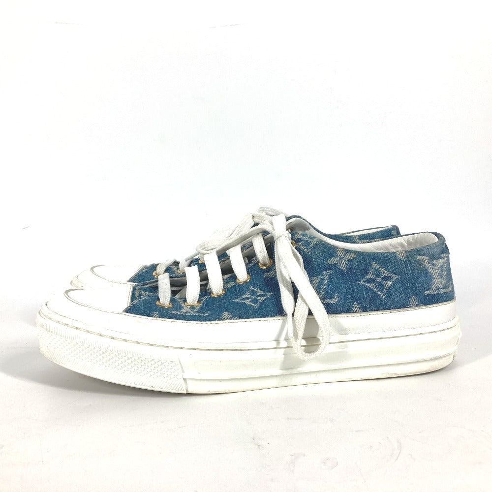 Louis Vuitton Sneakers Monogram Denim Blue Monogram Denim Shoes Shoe Laces Women 36.5