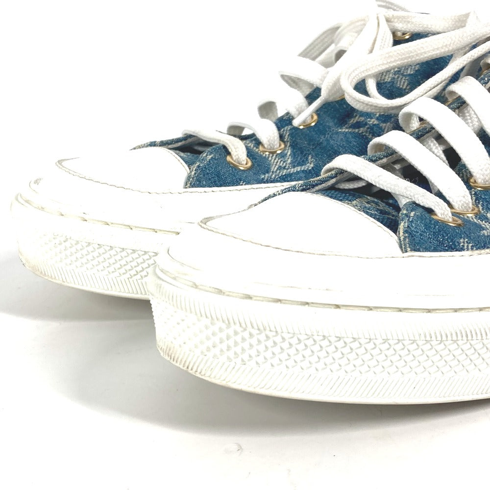 Louis Vuitton Sneakers Monogram Denim Blue Monogram Denim Shoes Shoe Laces Women 36.5