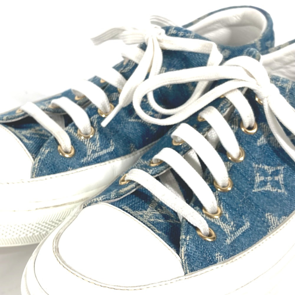 Louis Vuitton Sneakers Monogram Denim Blue Monogram Denim Shoes Shoe Laces Women 36.5