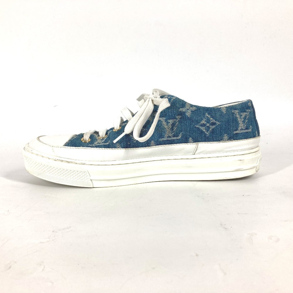 Louis Vuitton Sneakers Monogram Denim Blue Monogram Denim Shoes Shoe Laces Women 36.5