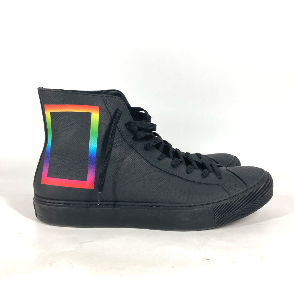 Louis Vuitton Sneakers Leather Black Rainbow Logo Mens 8 1/2