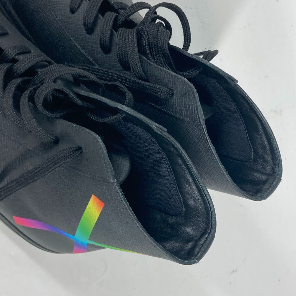 Louis Vuitton Sneakers Leather Black Rainbow Logo Mens 8 1/2