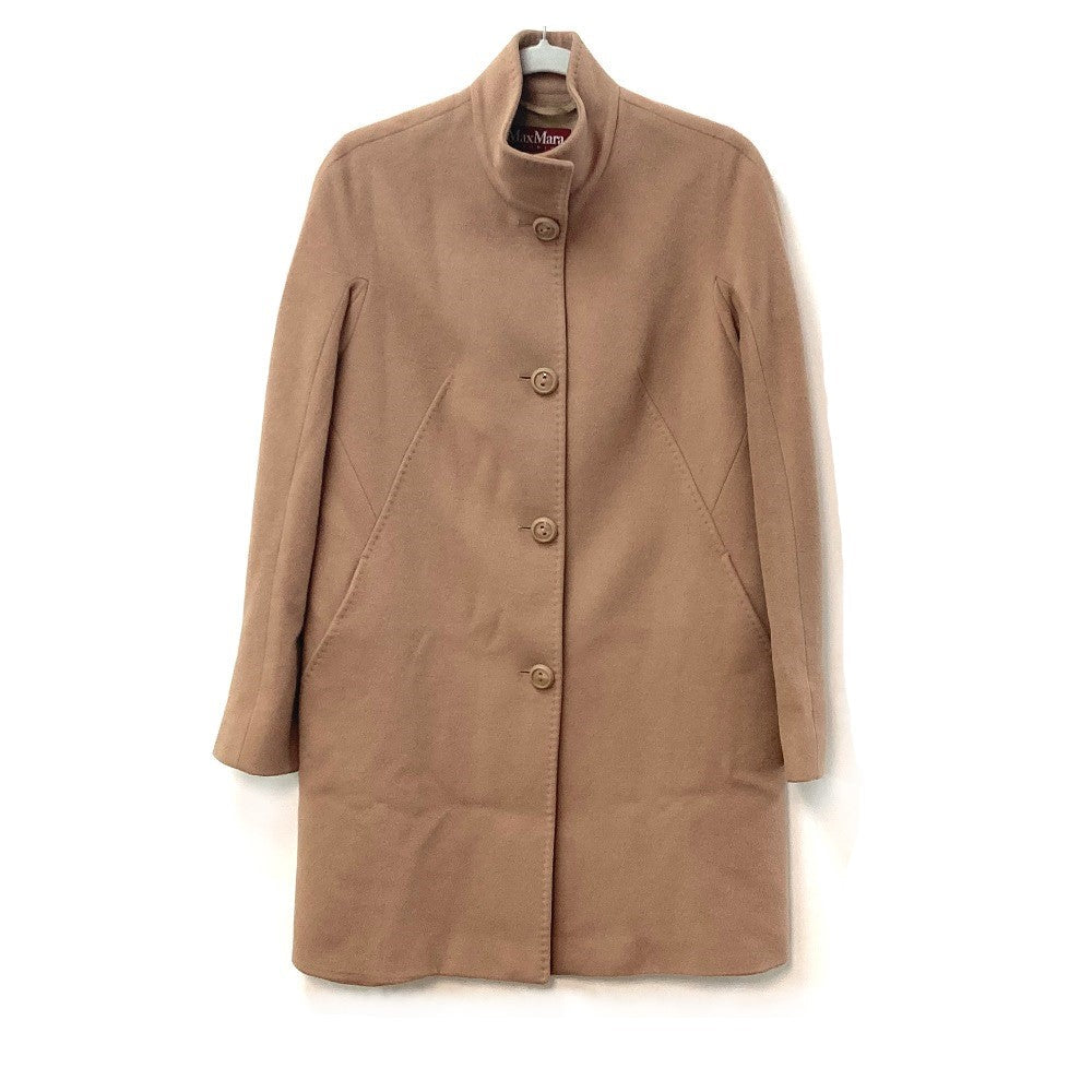 Max Mara Coat Wool Brown Studio Stand Collar Coat Women 40