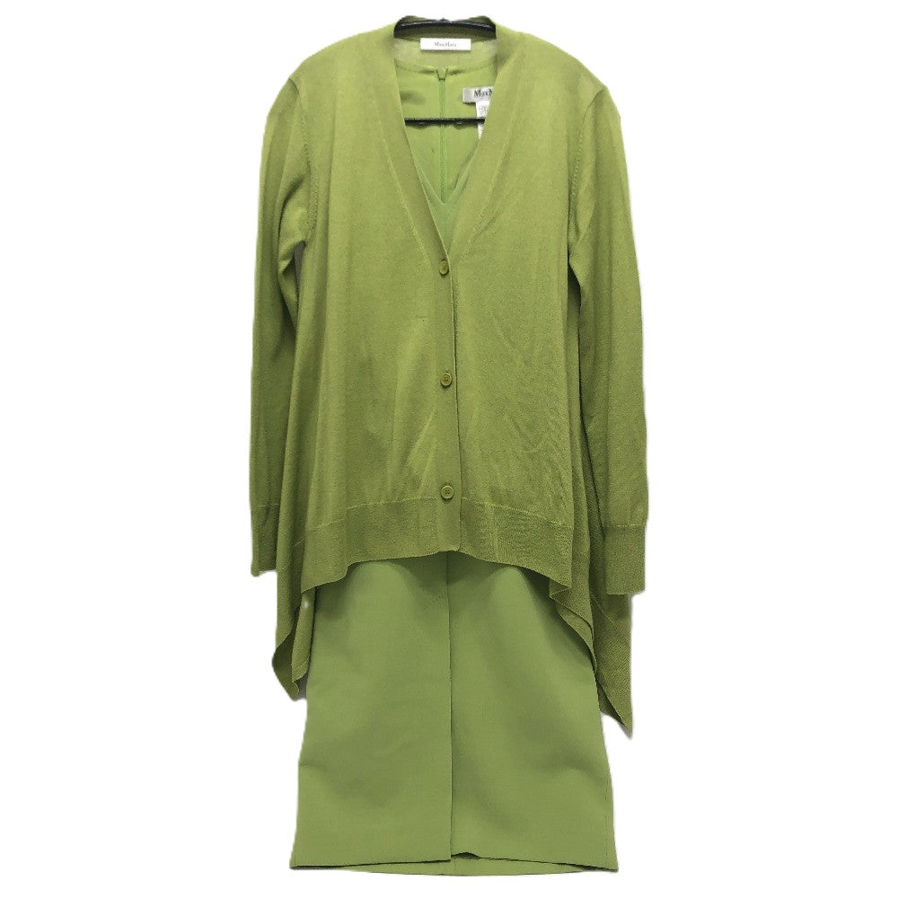 Max Mara One Piece Polyester Green Dress Belt Cardigan Women 32