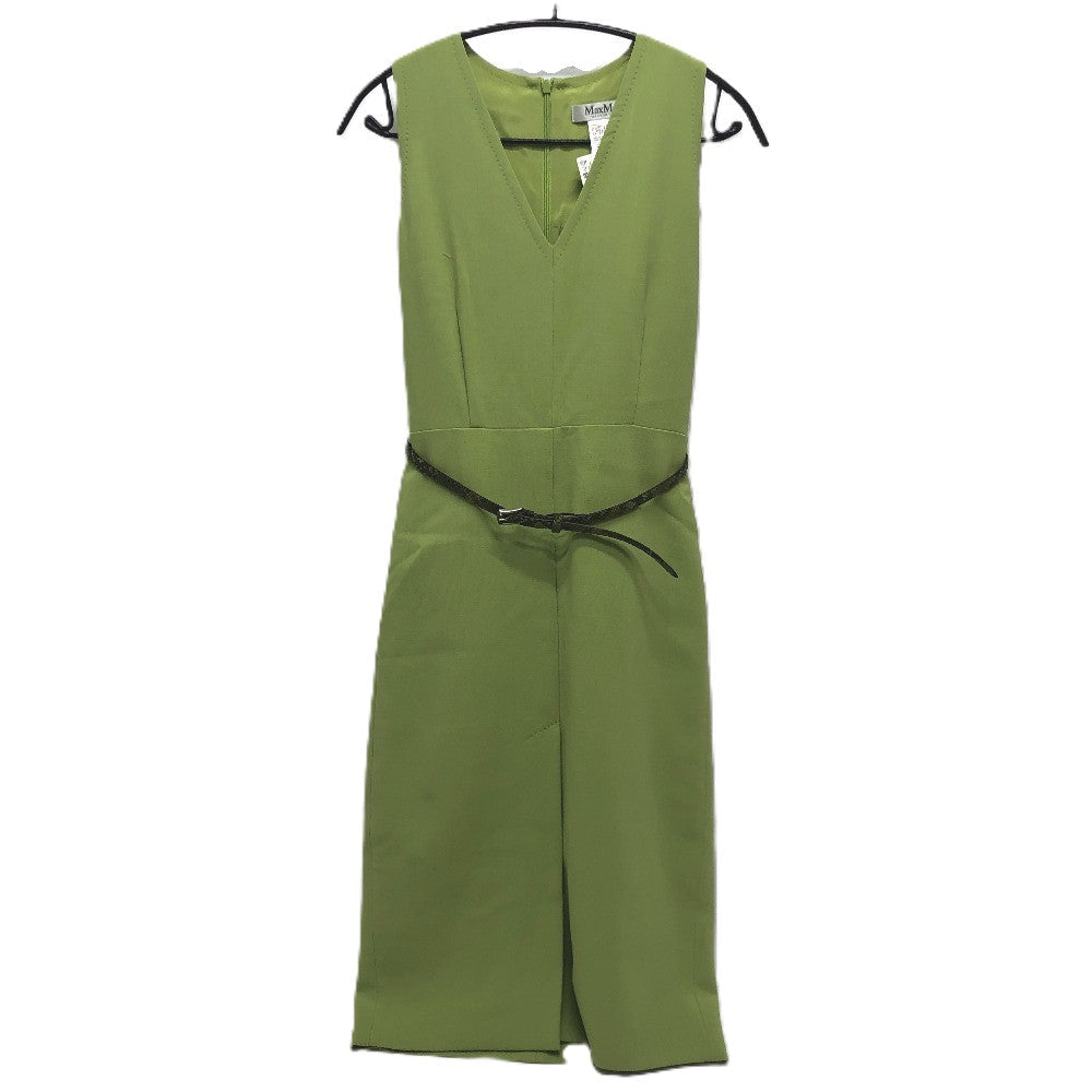 Max Mara One Piece Polyester Green Dress Belt Cardigan Women 32