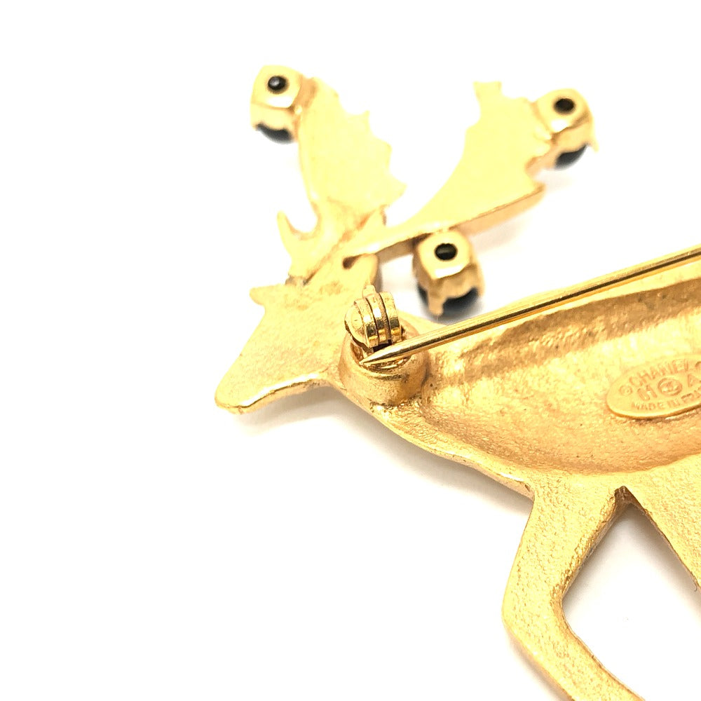 Chanel Brooch 01A Metal Gold Accessories Deer Coco Mark