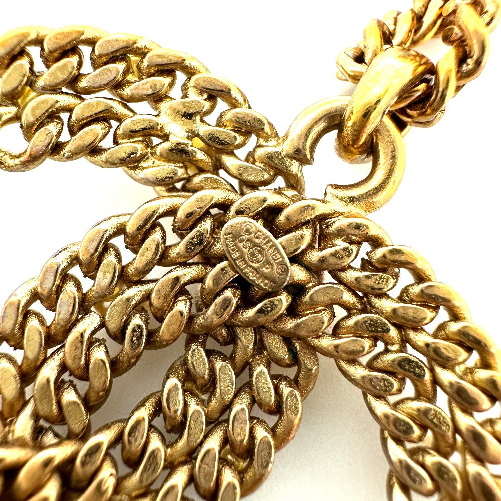 Chanel Necklace 05P Metal Gold Coco Mark Fake Pearl Women
