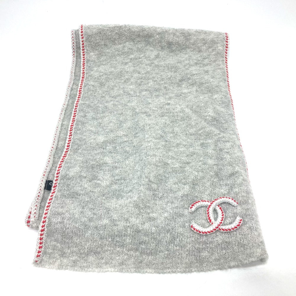 Chanel Scarf Cashmere Gray 2024 Model Coco Mark Women