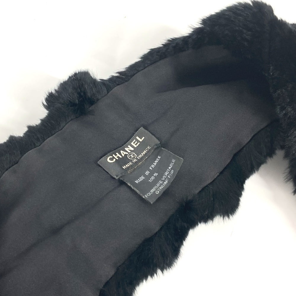 Chanel Scarf Fur Black Fur