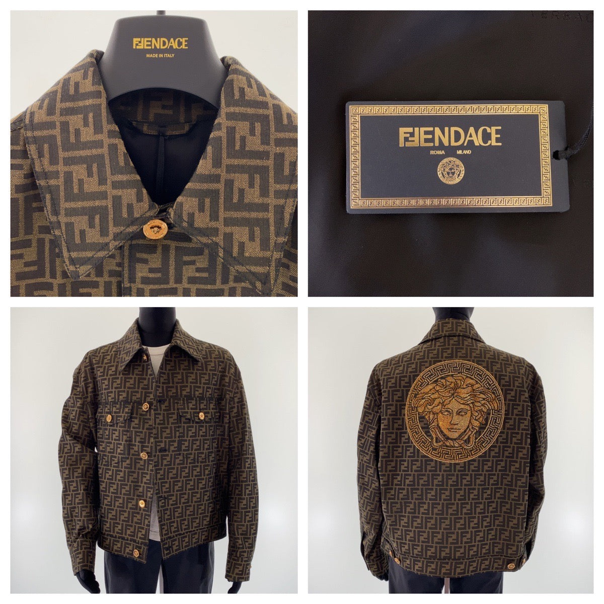 Fendi Tailored Jacket Polyester, Cotton Brown Zucca Pattern Medusa Jacquard Blazer Jacket Fendace