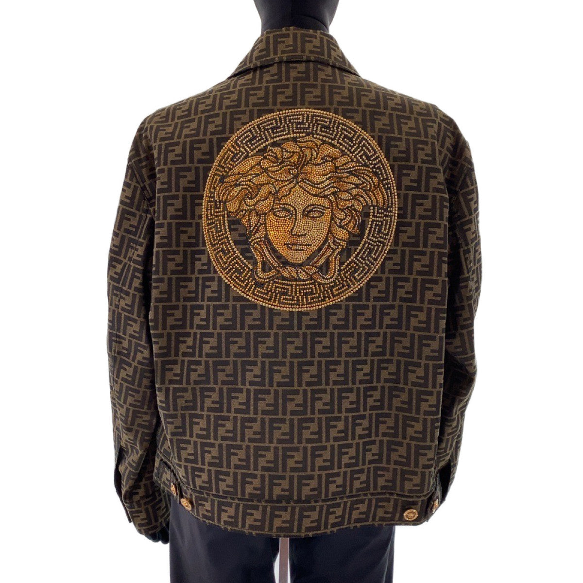 Fendi Tailored Jacket Polyester, Cotton Brown Zucca Pattern Medusa Jacquard Blazer Jacket Fendace