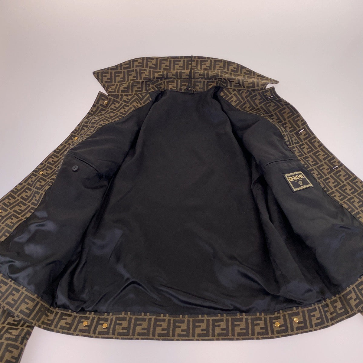 Fendi Tailored Jacket Polyester, Cotton Brown Zucca Pattern Medusa Jacquard Blazer Jacket Fendace