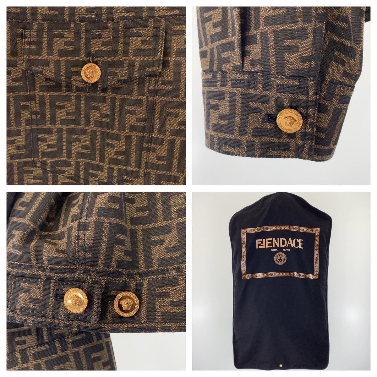 Fendi Tailored Jacket Polyester, Cotton Brown Zucca Pattern Medusa Jacquard Blazer Jacket Fendace