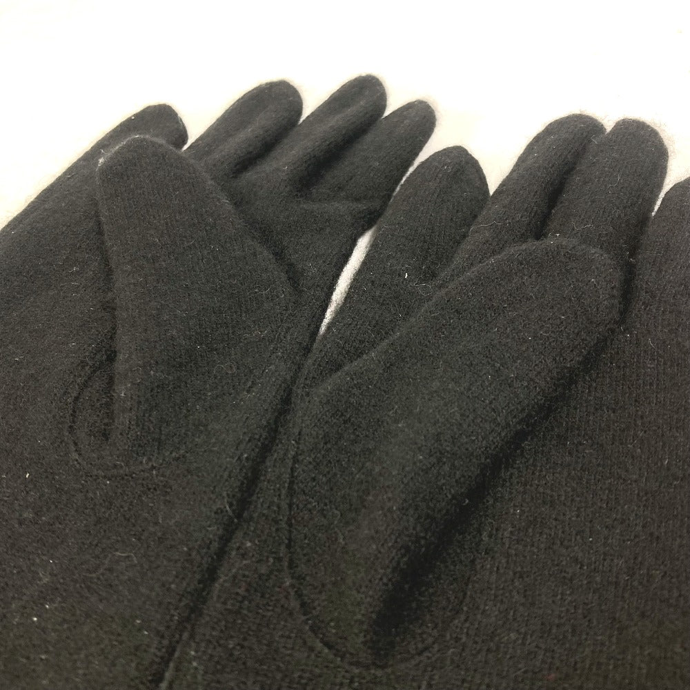 Chanel Glove Silk Black Cc Coco Mark Women