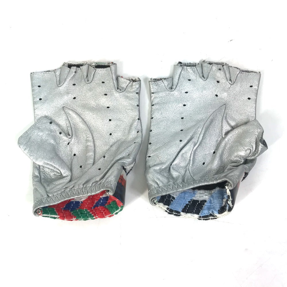 Chanel Glove Leather Silver 16S Gloves Cc Coco Mark Women