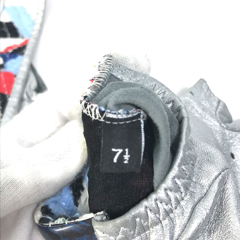 Chanel Glove Leather Silver 16S Gloves Cc Coco Mark Women