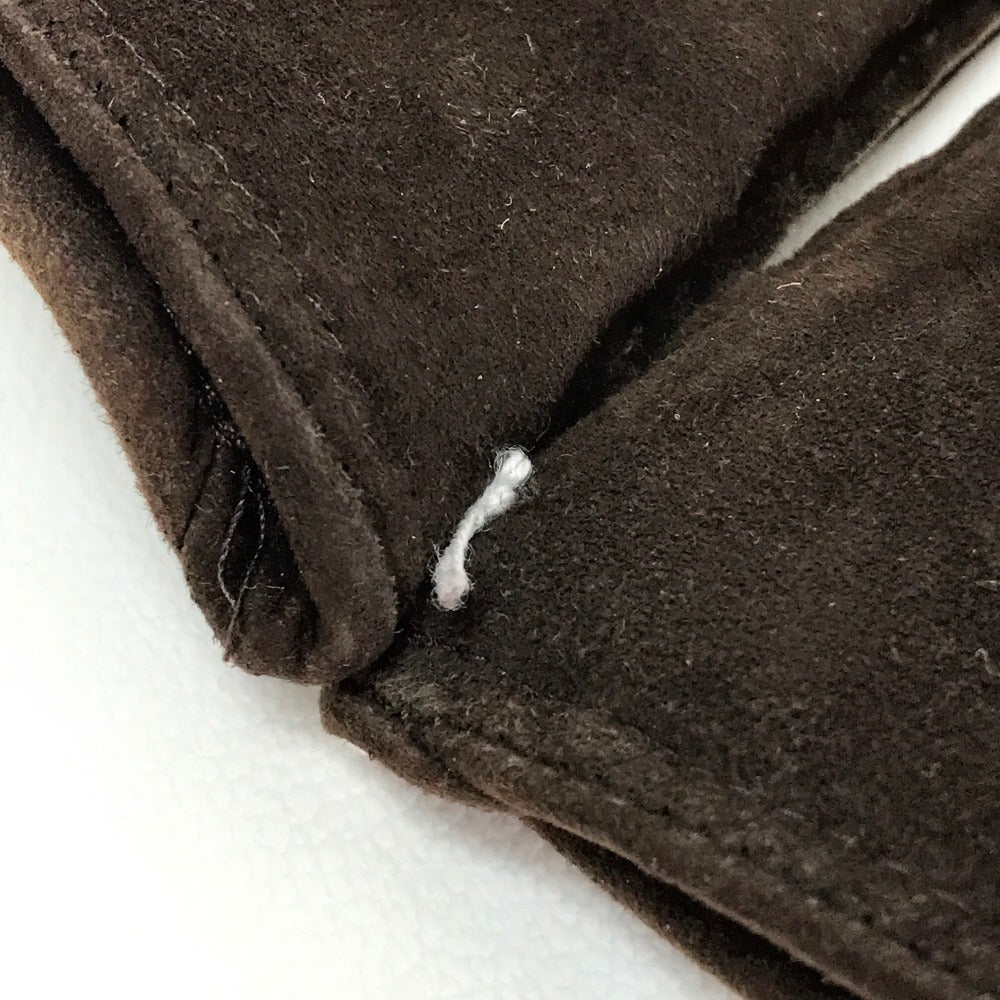 Chanel Glove Lambskin, Suede, (Inner) Cashmere Dark Brown Chocolate Bar Leather Gloves Women 7