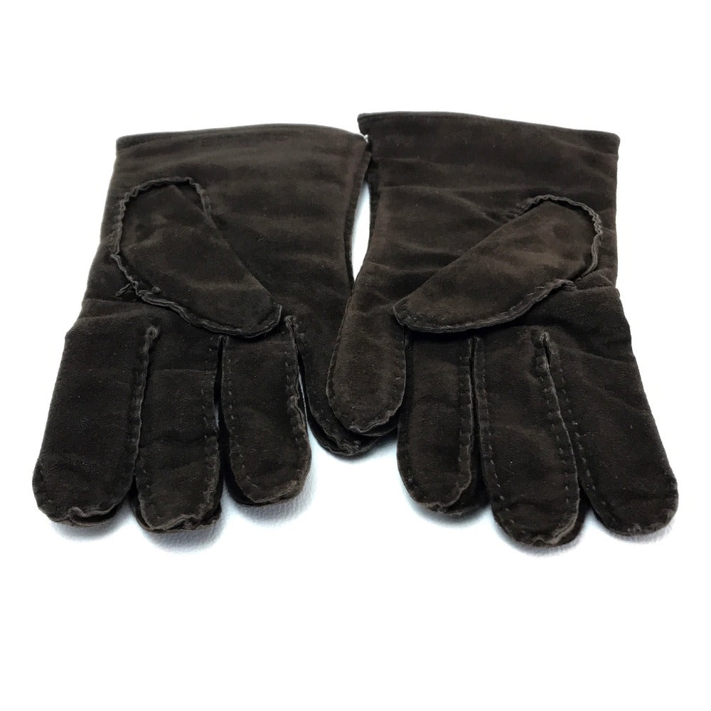 Chanel Glove Lambskin, Suede, (Inner) Cashmere Dark Brown Chocolate Bar Leather Gloves Women 7