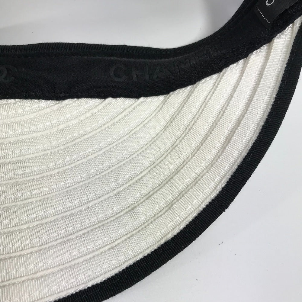 Chanel Sun Visor Raffia White 22P Cc Coco Mark Ribbon M