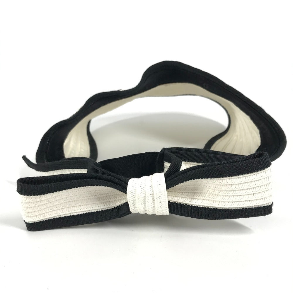 Chanel Sun Visor Raffia White 22P Cc Coco Mark Ribbon M