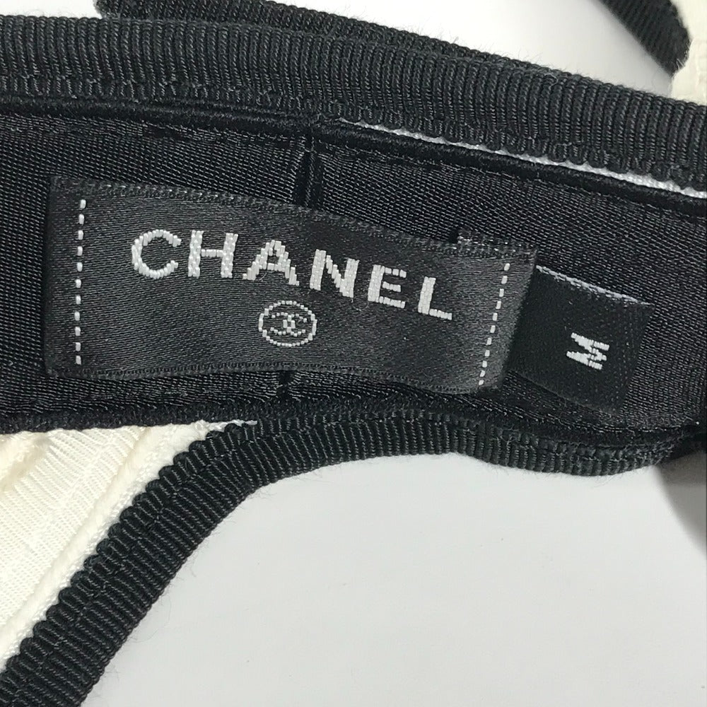 Chanel Sun Visor Raffia White 22P Cc Coco Mark Ribbon M