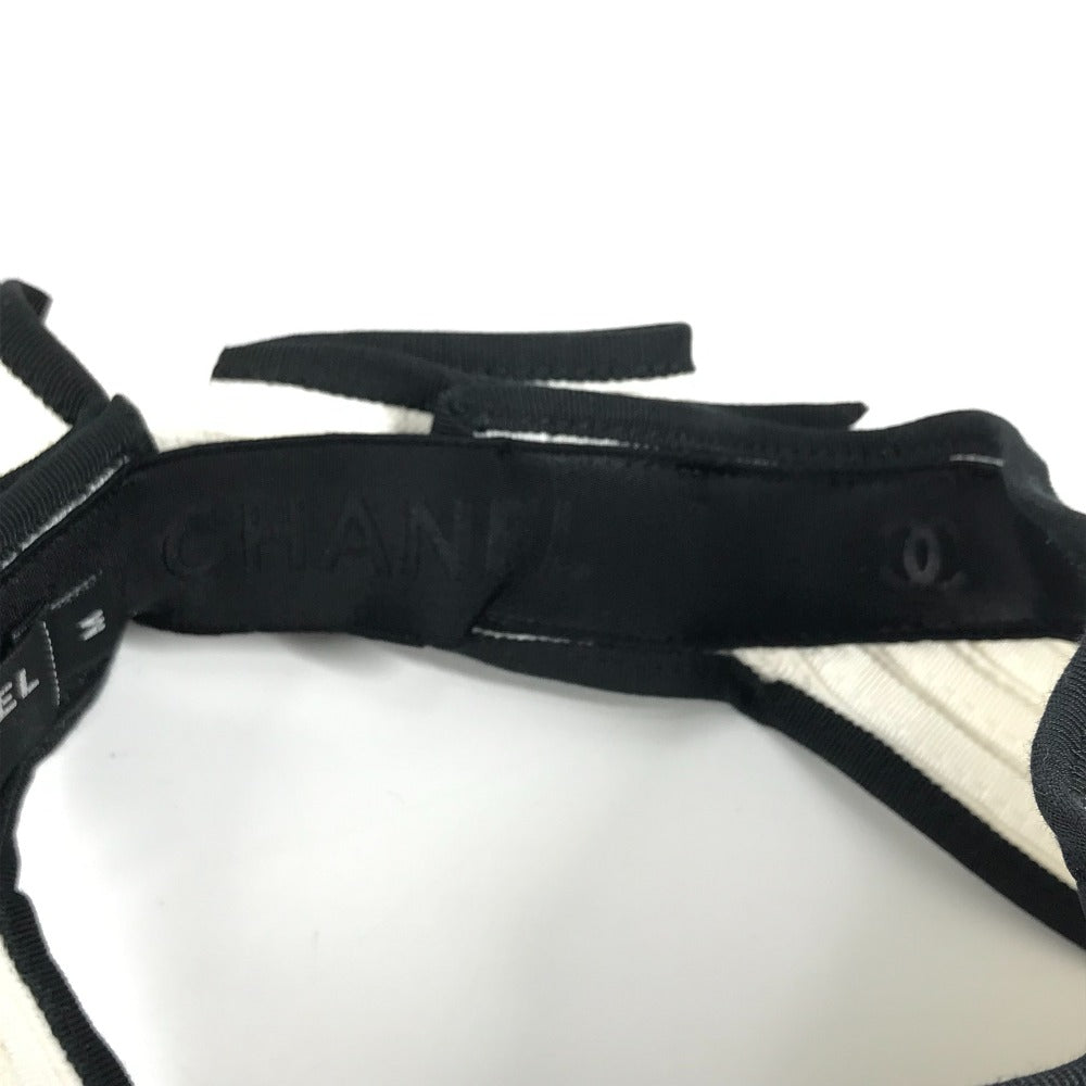 Chanel Sun Visor Raffia White 22P Cc Coco Mark Ribbon M