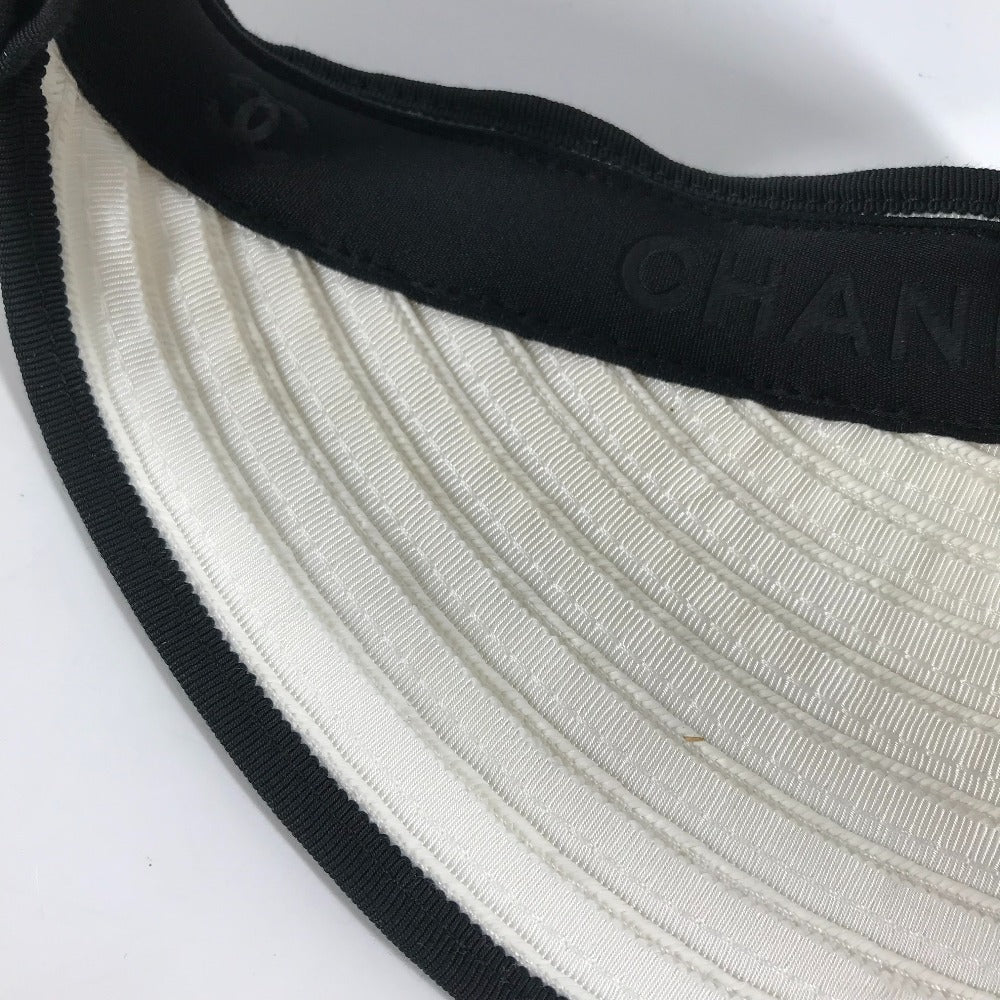 Chanel Sun Visor Raffia White 22P Cc Coco Mark Ribbon M