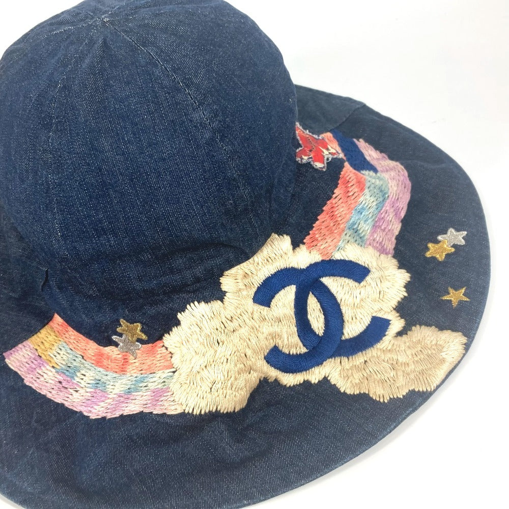 Chanel Hat Cotton Blue Denim Night Flight L
