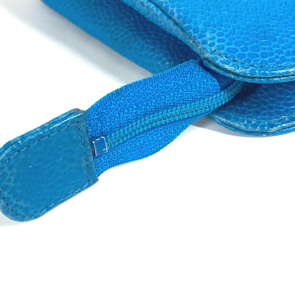 Chanel Pouch Caviar Skin Blue Multi Pouch Cc Coco Mark Women