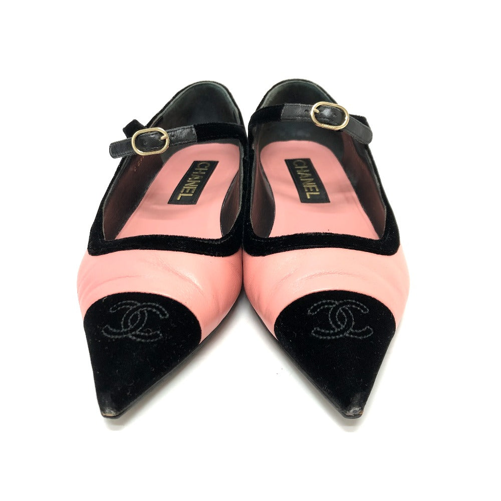 Chanel Pumps G39604 Lambskin, Velour Pink 22K Merry Jane Women 38