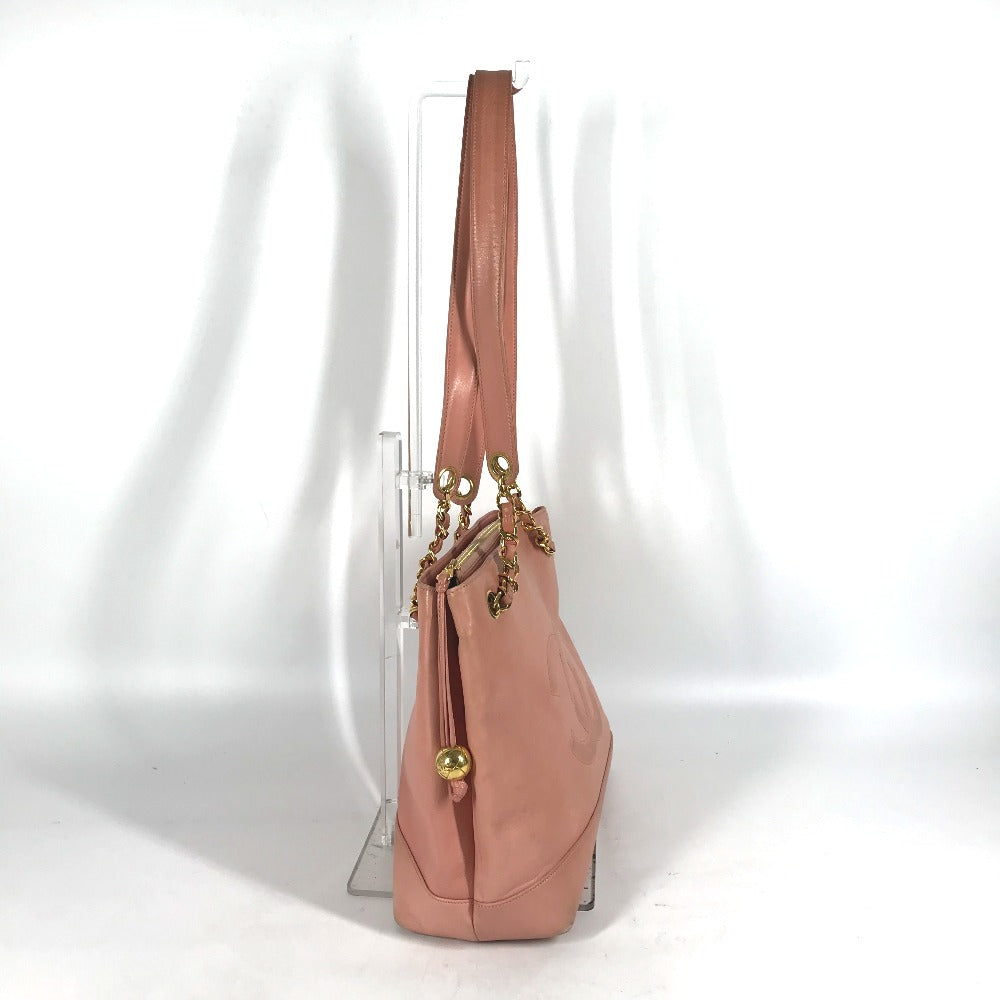 Chanel Tote Bag Leather Pink Shoulder Bag Cc Coco Mark Women