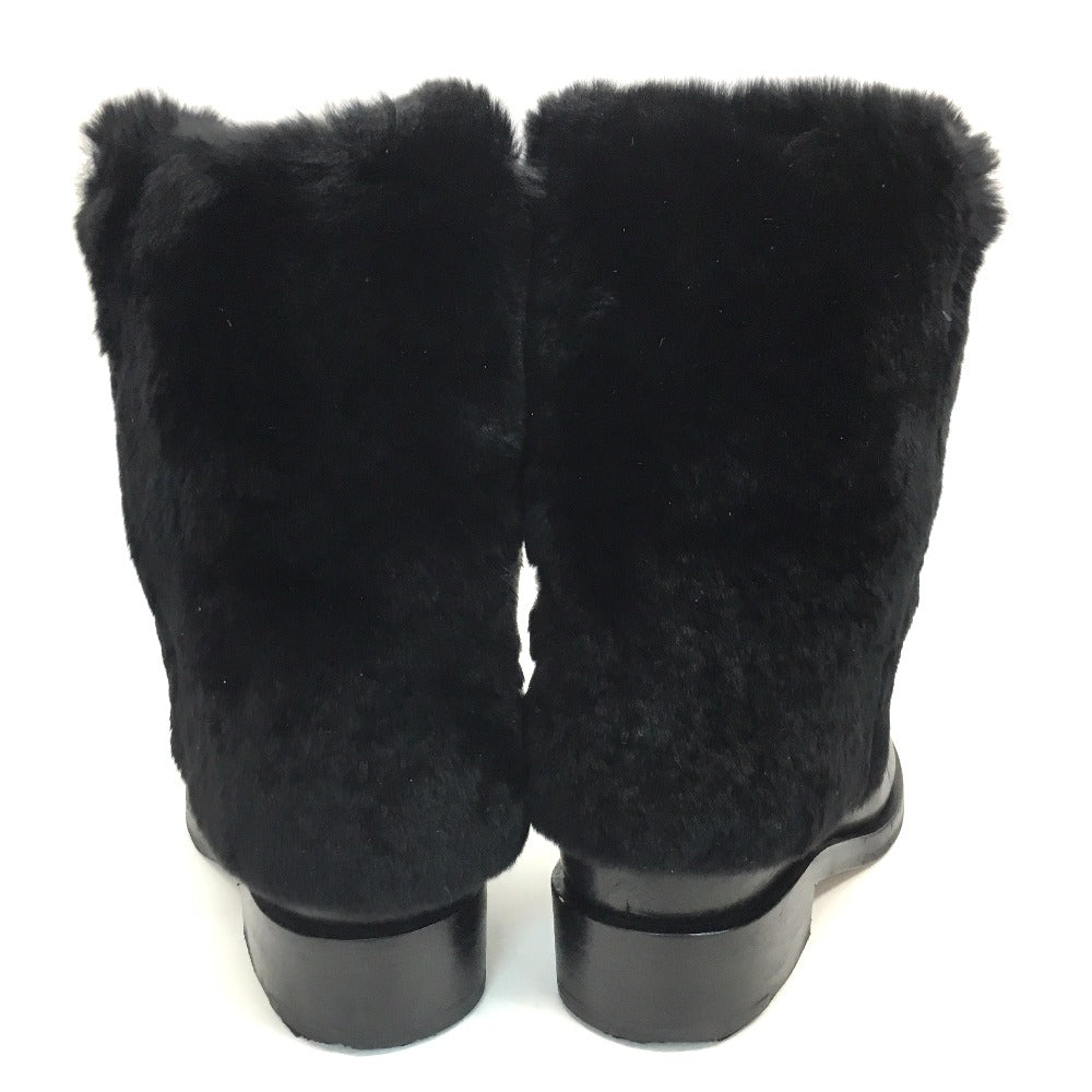 Chanel Boots G31196 Leather Black Cc Coco Mark 15B Women 38