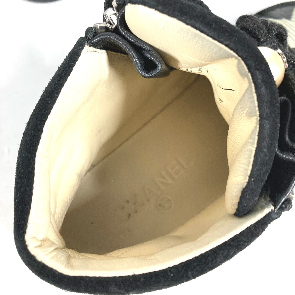 Chanel Sneakers G30243 Canvas / Leather Black 14A Star Fake Pearl Zip Star Women 35