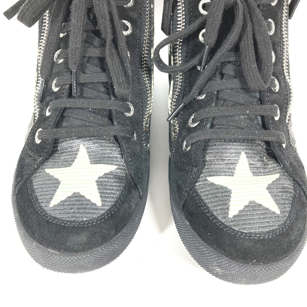 Chanel Sneakers G30243 Canvas / Leather Black 14A Star Fake Pearl Zip Star Women 35