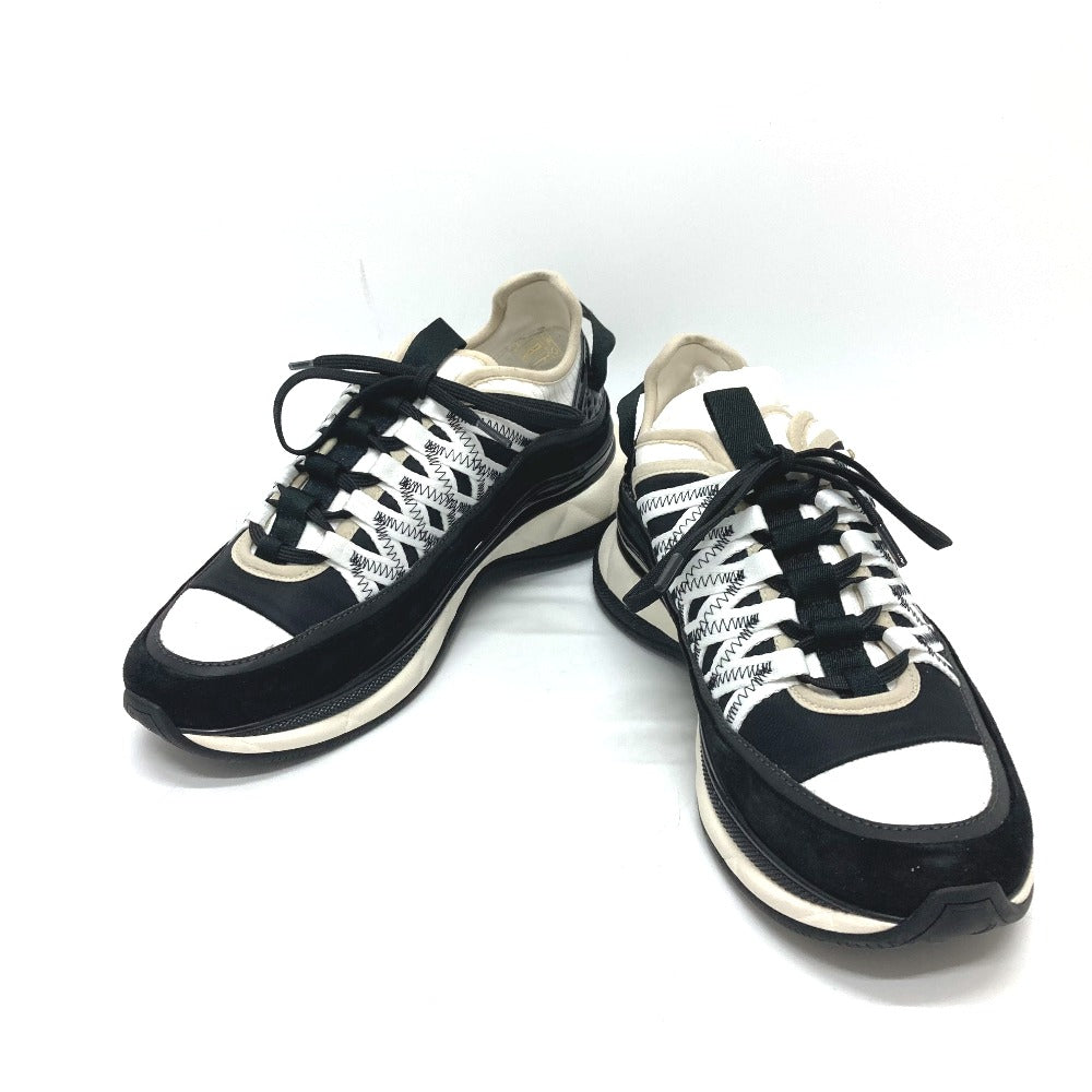 Chanel Sneakers G46260 Suede Black 25C Spindle Coco Mark Women 38