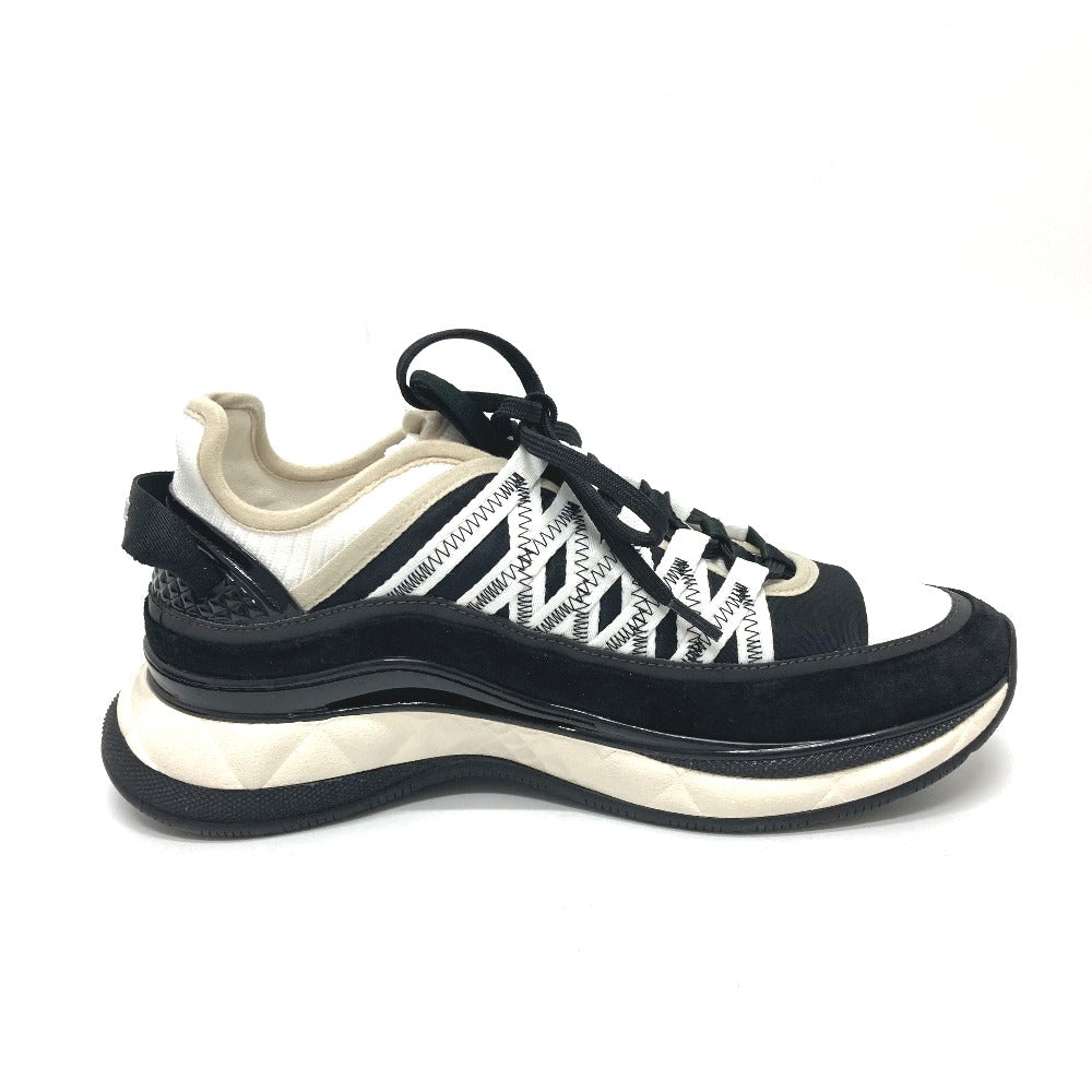 Chanel Sneakers G46260 Suede Black 25C Spindle Coco Mark Women 38