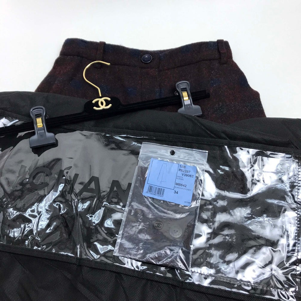 Chanel Pants Fabric Bordeaux Flannel 15B Women 34