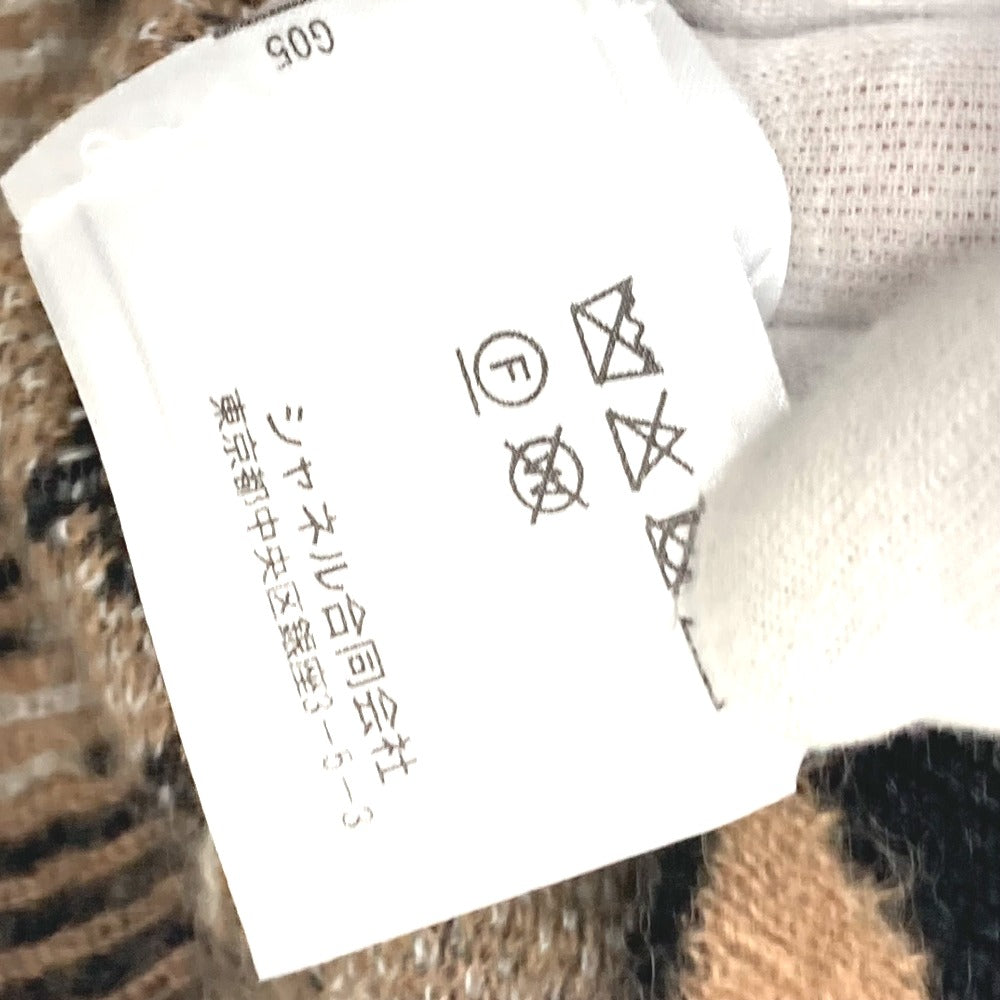 Chanel Sweater P75361 Cashmere Brown 23A Coco Mark Leopard Pattern 34