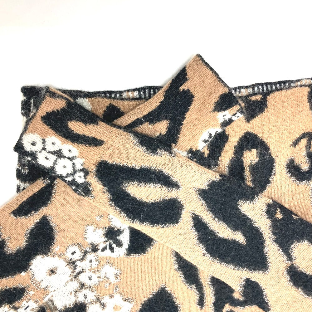 Chanel Sweater P75361 Cashmere Brown 23A Coco Mark Leopard Pattern 34