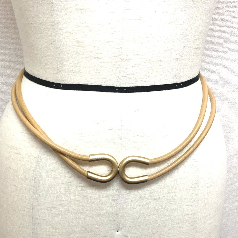 Chanel Belt Leather Brown Cc Coco Mark Women