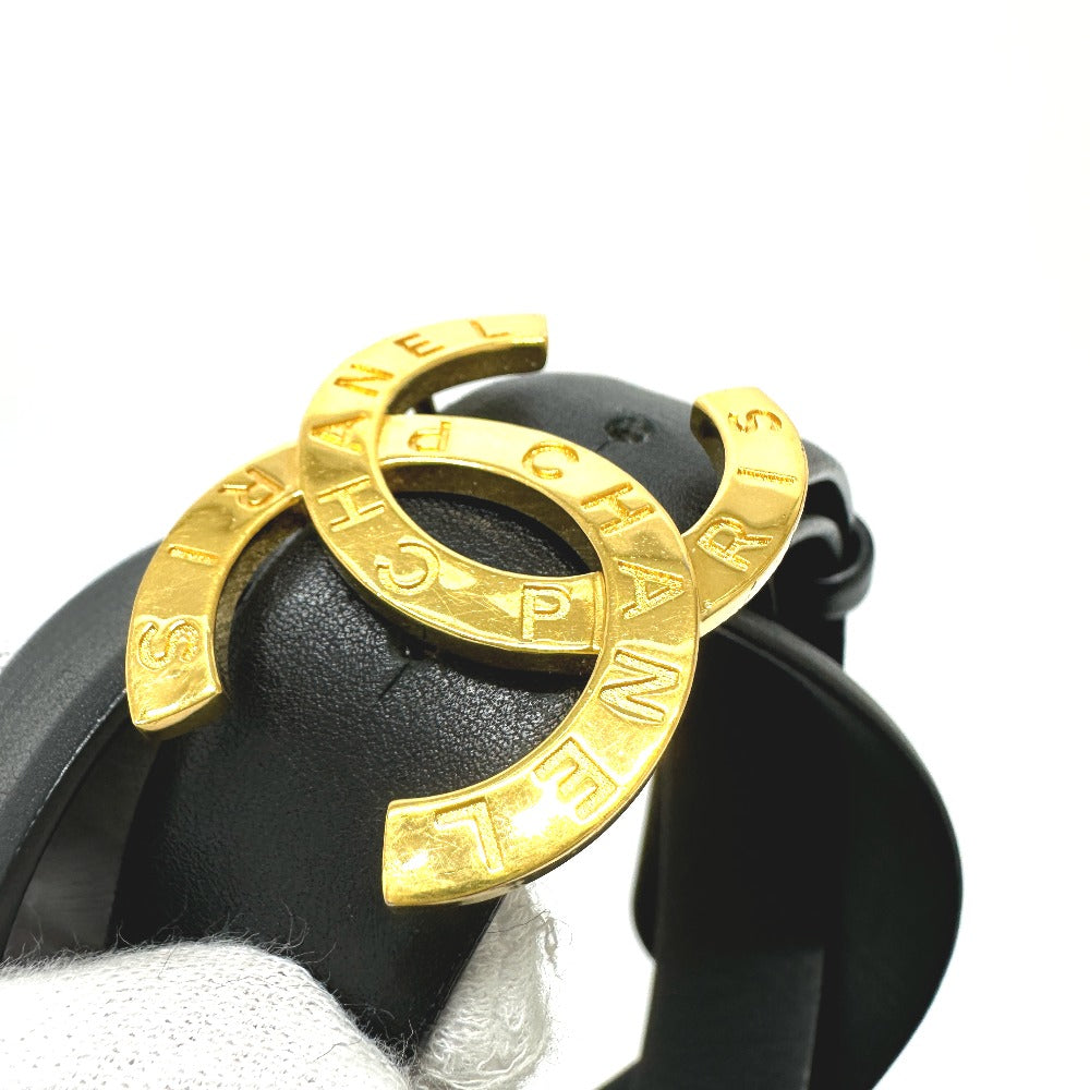 Chanel Belt Leather Black B20 Coco Mark Women 75/30