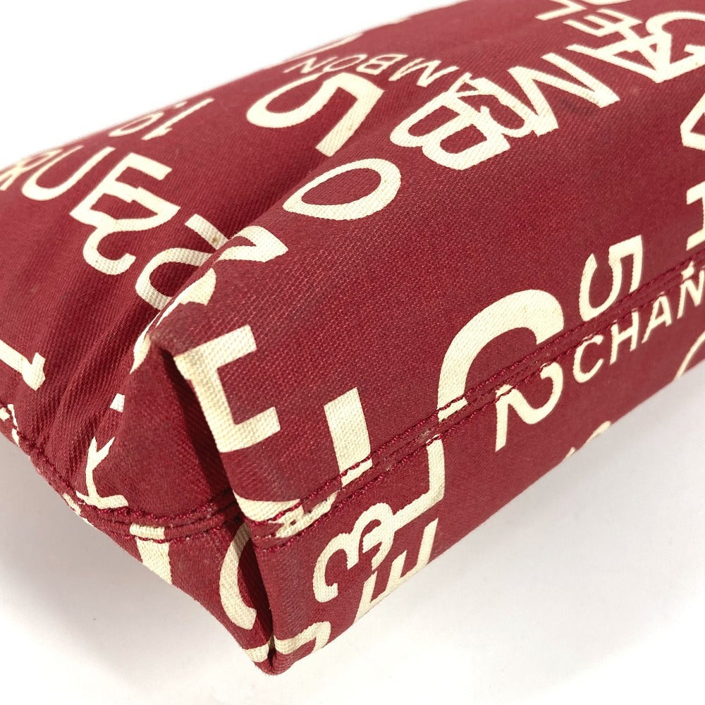 Chanel Pouch Canvas Red Bysy Line Logo Women