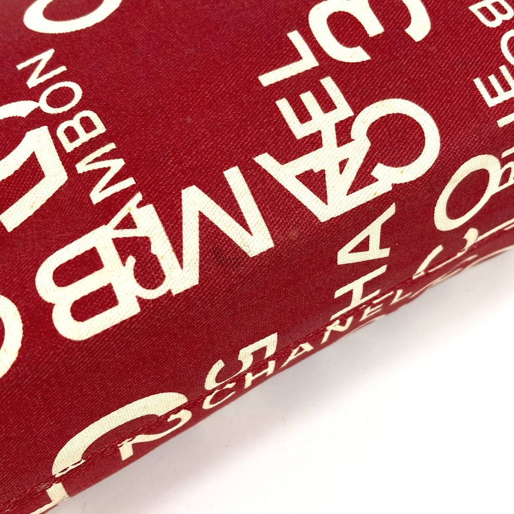 Chanel Pouch Canvas Red Bysy Line Logo Women