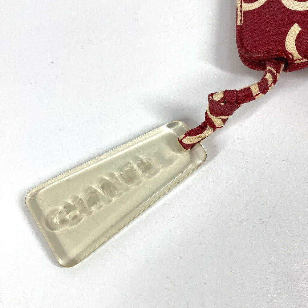 Chanel Pouch Canvas Red Bysy Line Logo Women
