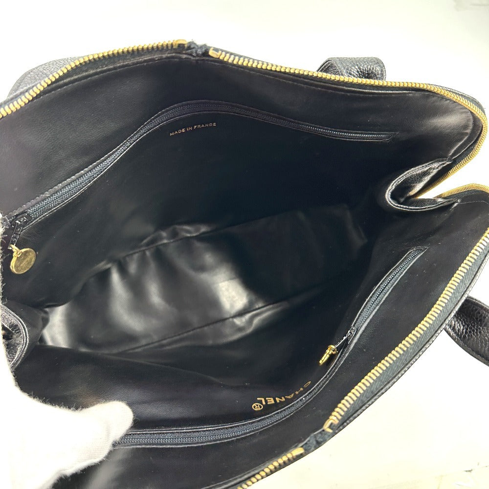 Chanel Shoulder Bag Caviar Skin Black Vintage Cc Coco Mark Decacoco Women