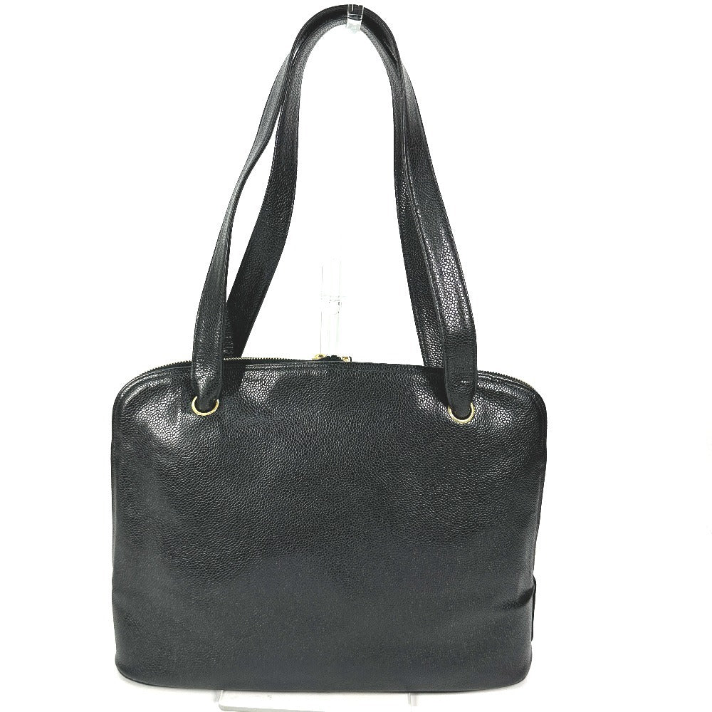 Chanel Shoulder Bag Caviar Skin Black Vintage Cc Coco Mark Decacoco Women