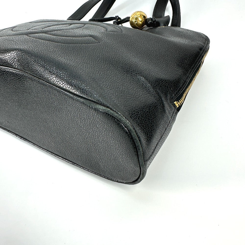 Chanel Shoulder Bag Caviar Skin Black Vintage Cc Coco Mark Decacoco Women