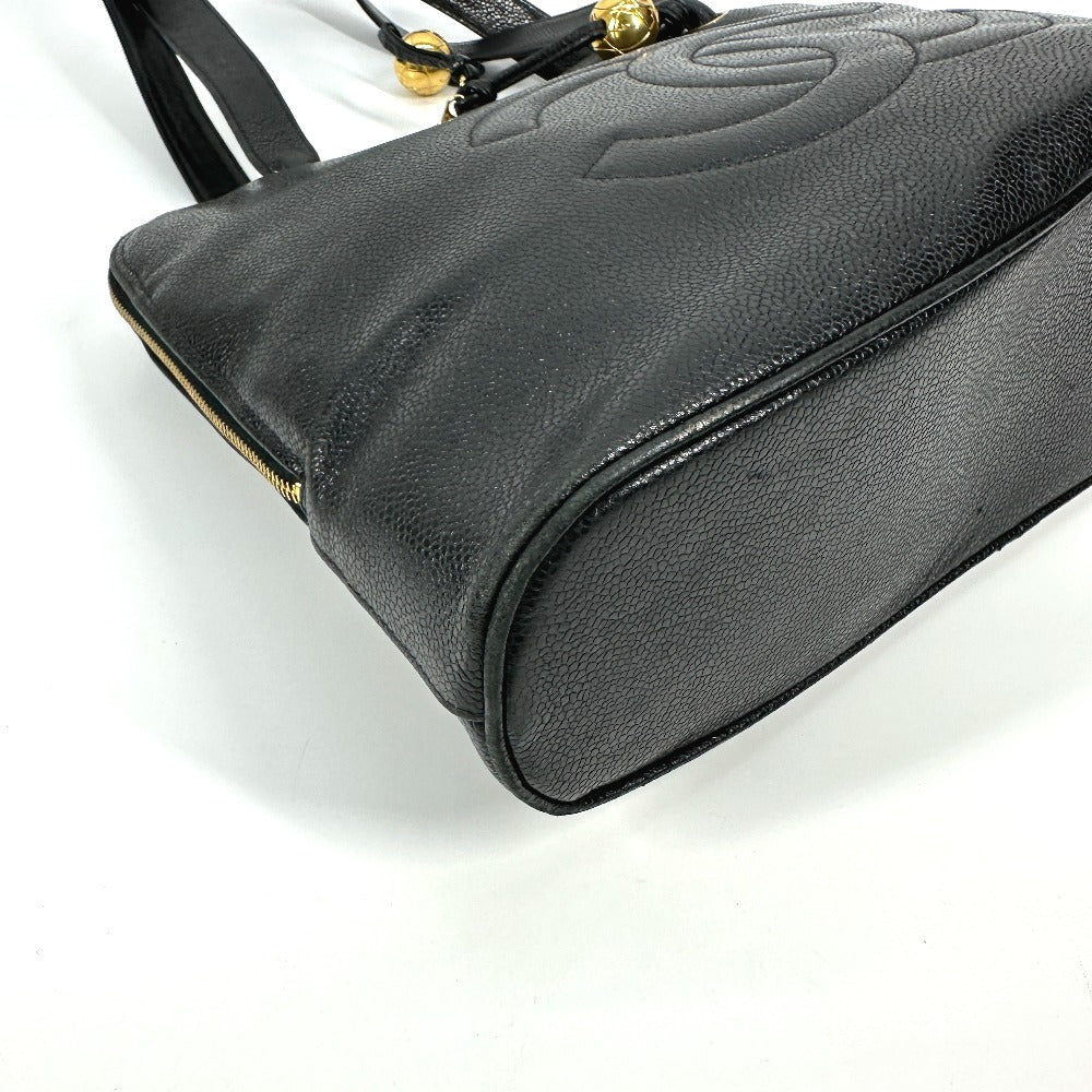Chanel Shoulder Bag Caviar Skin Black Vintage Cc Coco Mark Decacoco Women