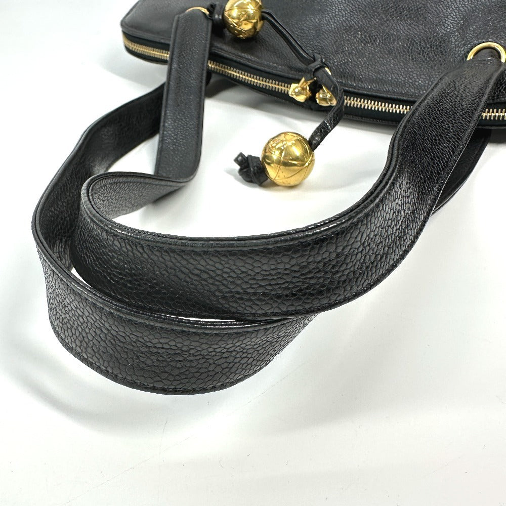 Chanel Shoulder Bag Caviar Skin Black Vintage Cc Coco Mark Decacoco Women